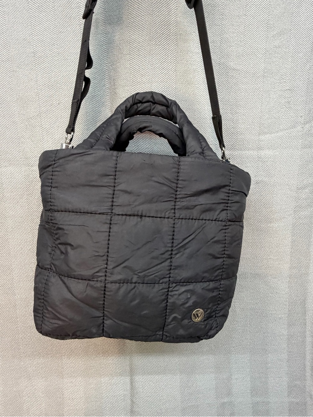 WESTBRONCO small Crossbody puffer black purse with handles